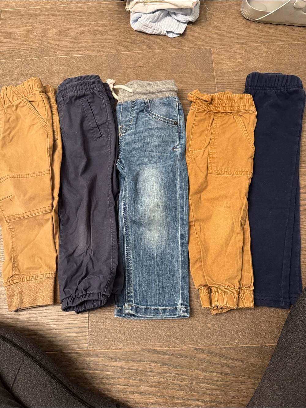 Kids Elastic-Waist Cargo & Knit Pants - Navy, Denim, Camel